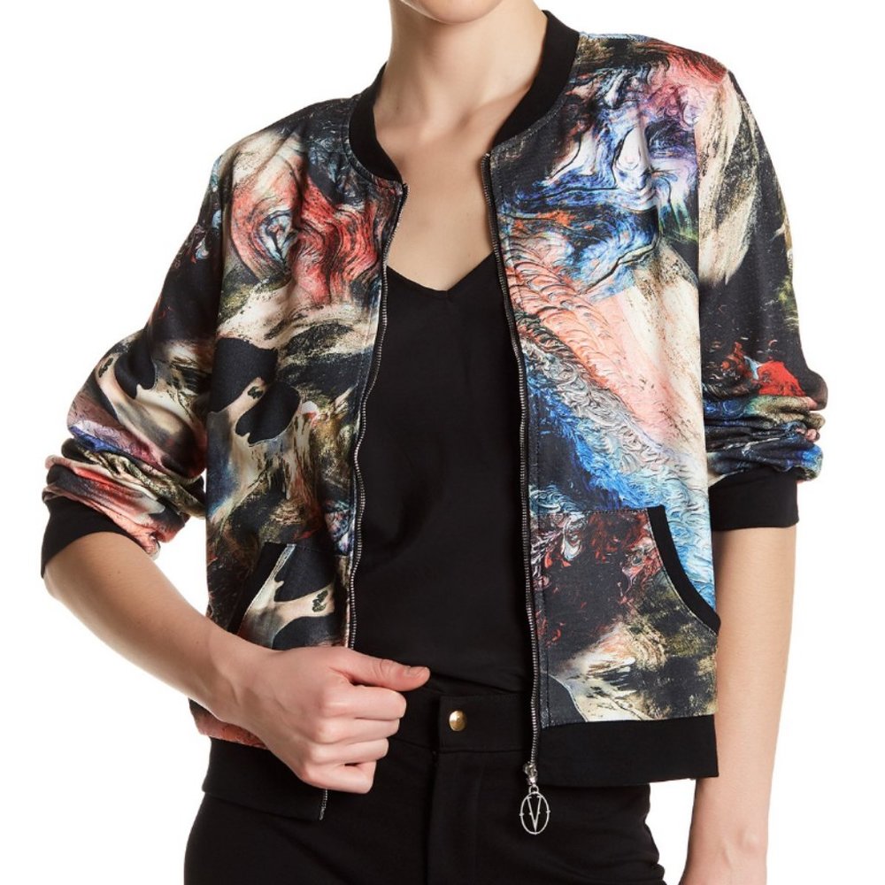 NWT Vertigo Water Marks Bomber Jacket